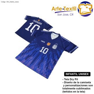 Camiseta infantil unisex estilo 336 – Argentina Visita 2022 – 2023 personalizado con nombre y #