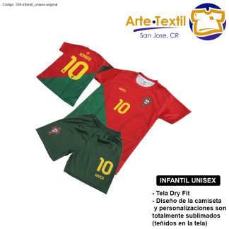 Camiseta infantil unisex estilo 339 de Portugal Casa 2022-2023 personalizado con nombre y #