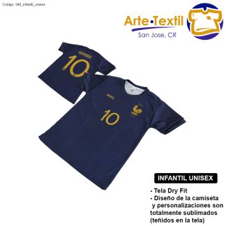 Camiseta infantil unisex estilo 340 de Francia Casa 2022 – 2023 personalizado con nombre y #