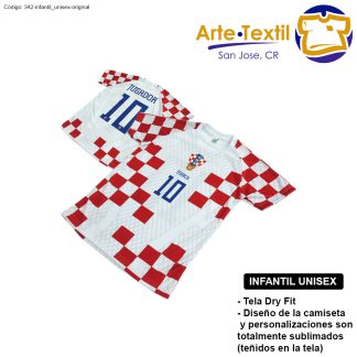Camiseta infantil unisex estilo 342 de Croacia Casa 2022-2023 personalizado con nombre y #