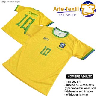 Camiseta hombre estilo 344 de Brasil Casa 2022-2023 personalizado con nombre y #