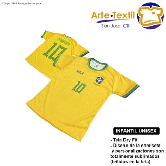 Camiseta infantil unisex estilo 344 de Brasil Casa 2022-2023 personalizado con nombre y #
