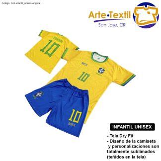 Conjunto infantil unisex estilo 345 de Brasil Casa 2022-2023 personalizado con nombre y #