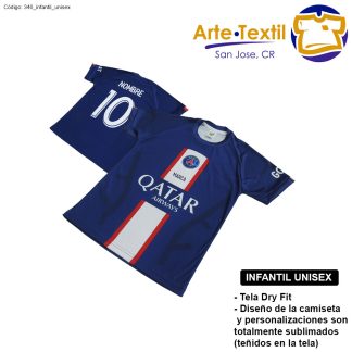 Camiseta infantil unisex estilo 346 de PSG casa 2022-2023 personalizada con nombre y #