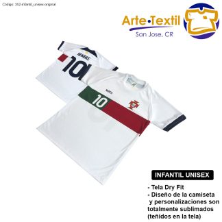 Camiseta infantil unisex estilo 352 de Portugal Casa 2022-2023 personalizada con nombre y #