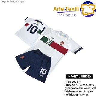 Camiseta infantil unisex estilo 354 de Portugal Casa 2022-2023 personalizada con nombre y #