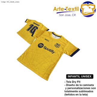 Camiseta infantil unisex estilo 355 de Barcelona Casa 2022-2023 personalizada con nombre y #